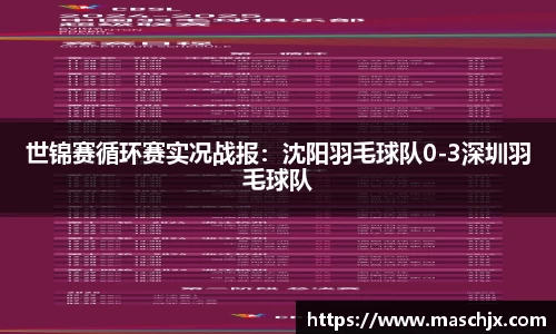 世锦赛循环赛实况战报：沈阳羽毛球队0-3深圳羽毛球队